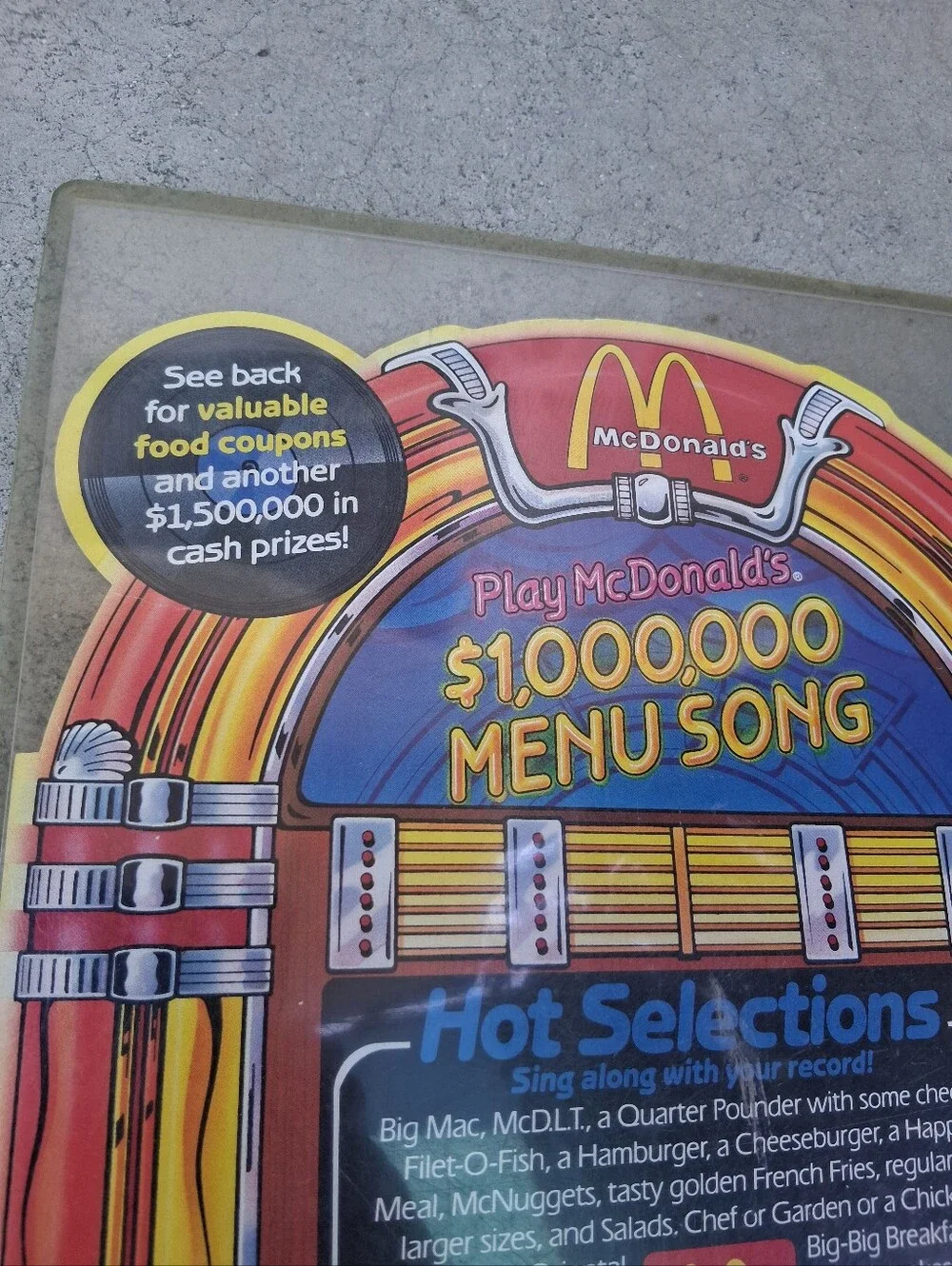 McDonald's Yellow & Red Jukebox-Style $1,000,000 Menu Song Record